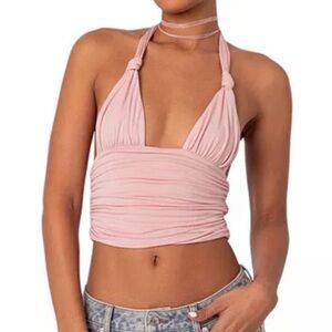 Brand New Edikted Light Pink Halter Crop Top